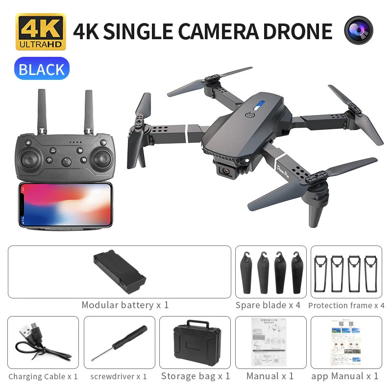 Drone Camera 4K - E88 ProIntelligent Opvouwbare Drone Ondersteunt enkele/Dubbele
